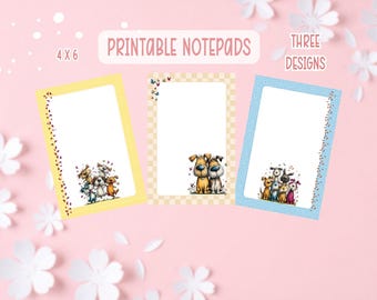 Witziges Hunde Notizblock Set zum ausdrucken | Furry Friends Notizblock Printable | Digitaler Notizblock Bundle