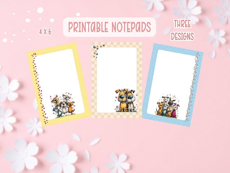Quirky Dog Notepad Printable Bundle | Furry Friends Notepad Printable | Digital Notepad Bundle image 1