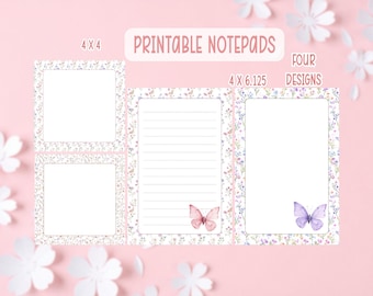 Zestaw do druku notatników z motylami | Notatniki do druku | Natychmiastowe pobranie | Prezent dla miłośnika motyli
