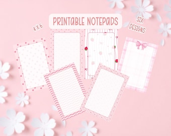 Zestaw różowych notatników do druku | Artykuły papiernicze z motywem truskawki | Ładne różowe notatniki do druku