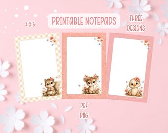 Cute Animals Notepad Printable | Baby Animals Printable Stationery | Animals Notepads | PDF PNG