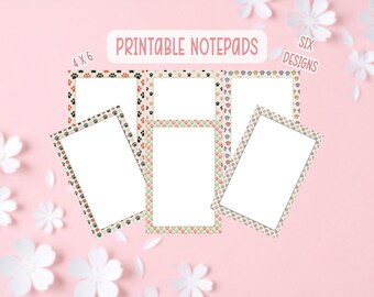 Cat Paws Printable Notepad | Cat Paw Prints Printable Stationery | Six Digital Notepads