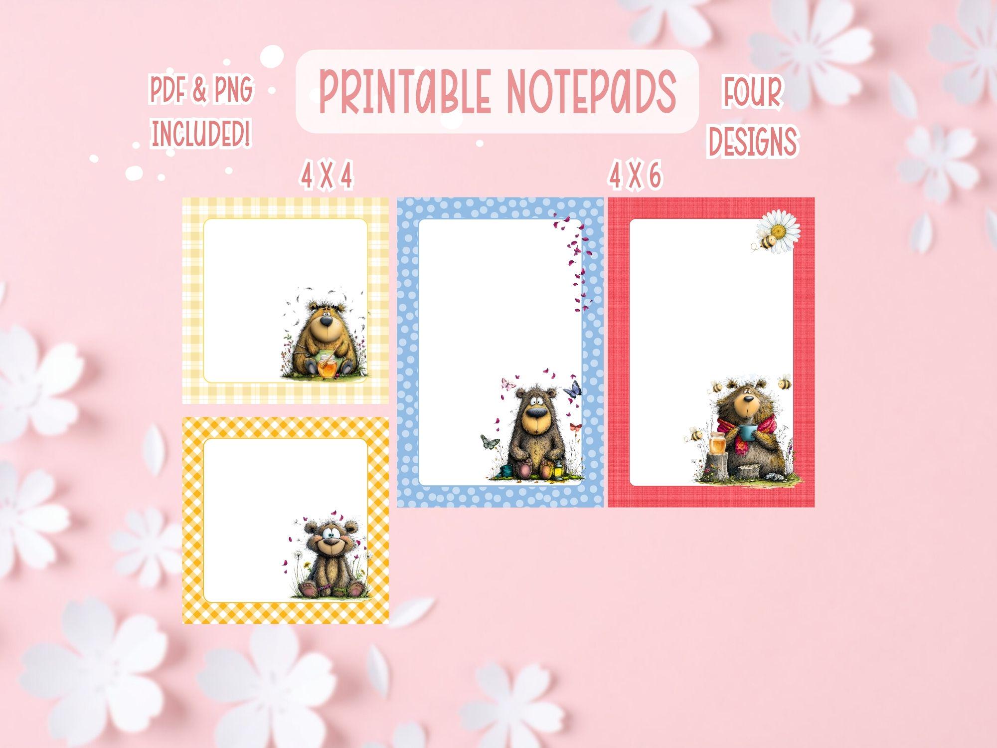 Bears Printable Notepad | Whimsical Bears Printable Notepad | Bears ...