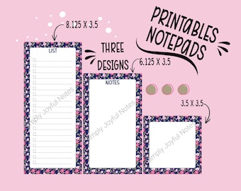Floral Notepad Printable Set | Printable Notepad Bundle