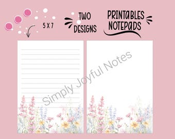 Floral Notepad Printable Bundle | Lined and Unlined Notepad
