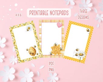 Bundle de bloc-notes Busy Bees imprimable | Blocs-notes numériques pour les amateurs d'abeilles | Bloc-notes imprimable Abeilles