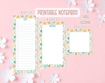 Zestaw notatników z kwiatowymi nadrukami | Jasne kwiaty (PDF) | Natychmiastowe pobranie