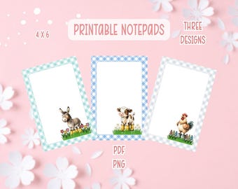 Animal With Boots Printable Bundle | Cute Animals Printable Stationery | Cow Wearing Boots Printable Notepads