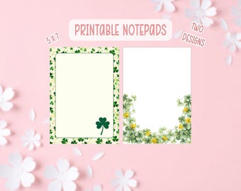 Notatnik z koniczyną do druku – Notatnik z koniczyną na dzień św. Patryka – Zielony notatnik na szczęście do druku – Licencja komercyjna