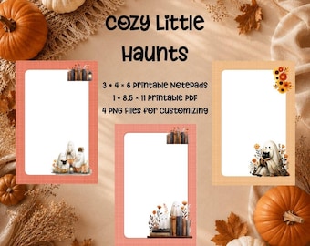Autumn Ghost Notepad Printable Set | Fall Notepad Pages | Cute Ghost Stationery | Printable Notepad Design | Digital Download