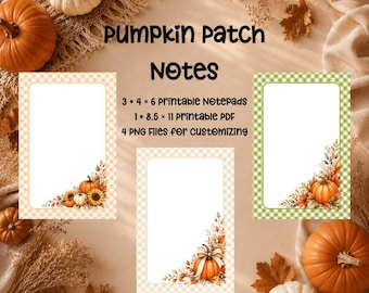 Pumpkin Notepad Printable Set | 3 Fall Notepad Designs | Autumn Pumpkin Stationery | 4x6 Digital Download