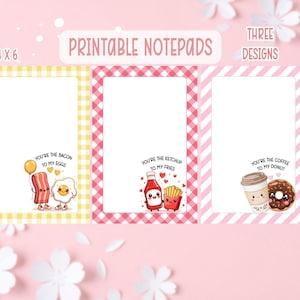 Kawaii Food Notepad Printable | Cute food Memo Pad | Kawaii Notepad | Digital Files