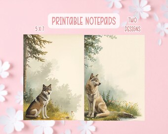 Wolf Printable Notepad | Wolves Printable Stationery | Printable Notepads | Commercial License