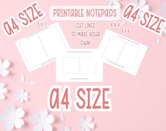 A4-canva snijlijnen notitieblok afdrukbaar | 5 x 7 | 4x4 | 4 x 6 | Afdrukbaar notitieblok | Digitale bestanden