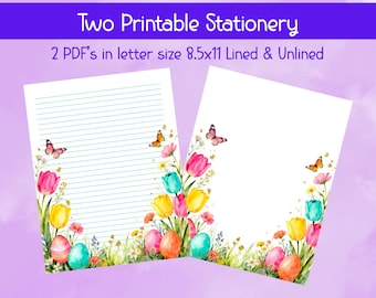 Papier do pisania „Wiosenne jajko” do druku – Papier do pisania na Wielkanoc – Pobierz cyfrowo – Papier do pisania na wiosnę