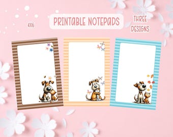 Cat and Dog Notepad Printable | Friendly Pets Printable Stationery | Cute Puppy and Kitten Stationery