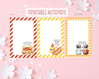 Notatnik Kawaii z jedzeniem do druku | Uroczy notatnik z jedzeniem | Notatnik Kawaii | Pliki cyfrowe