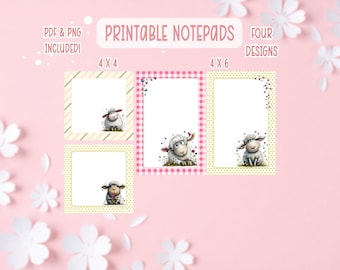 Lamb Notepad Printable Bundle Quirky Lamb Printable Notepad | Cute Lamb Printable Bundle Notepads