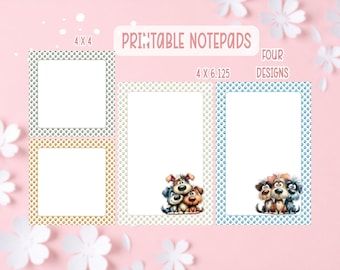 Zestaw do druku notesów z psem | Cyfrowy notes z 4 wzorami