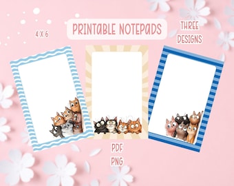 Quirky Cat Notepad Printable | Silly Cats Notepads | Cats Printable Notepad (PDF, PNG)