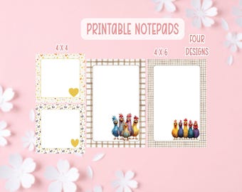 Chicken Notepad Printable Bundle | Chicken Stationery Printable | Printable Notepads | Commercial License