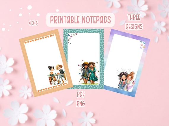 Best Friends Notepad Printable Bundle | Friends Printable Stationery | BFF Printable Notepads