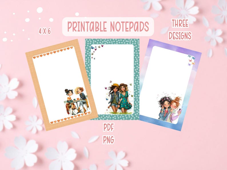 Best Friends Notepad Printable Bundle | Friends Printable Stationery | BFF Printable Notepads image 1