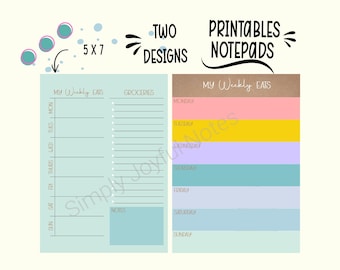 Tygodniowy plan posiłków do druku - Notatnik z listą zakupów - Licencja komercyjna