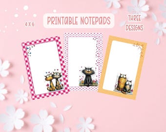 Witziges Katzen Notizblock Printable Bundle | Katze Briefpapier | Druckbare Notizblöcke