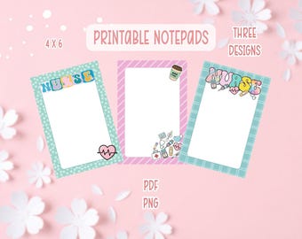 Nurse Life Notepad Printable Bundle | Nurse Printable Stationery | Nursing Student Notepads