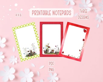 Ladybug Notepad Printable Bundle | Cute Ladybugs Printable Stationery | Whimisical Ladybug Pdf Notepad