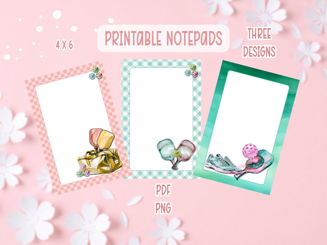 Picklball Notepad Pickleball Printable Notepad | Pickleball Notepad PDF PNG | Commercial ...