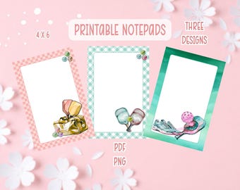 Pickleball Printable Notepad | Pickleball Notepad PDF PNG | Commercial License