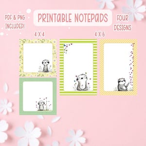 Sloth Notepad Printable Bundle | Cute Sloth Printable Notepad | Printable Bundle Notepads