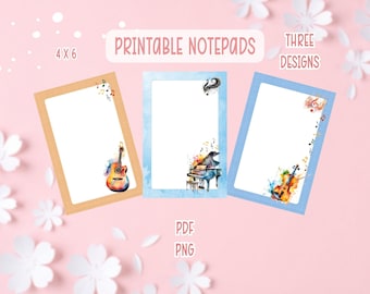 Musical Notepad Printable Bundle | Piano Notepad Printable | Guitar Notepad Bundle