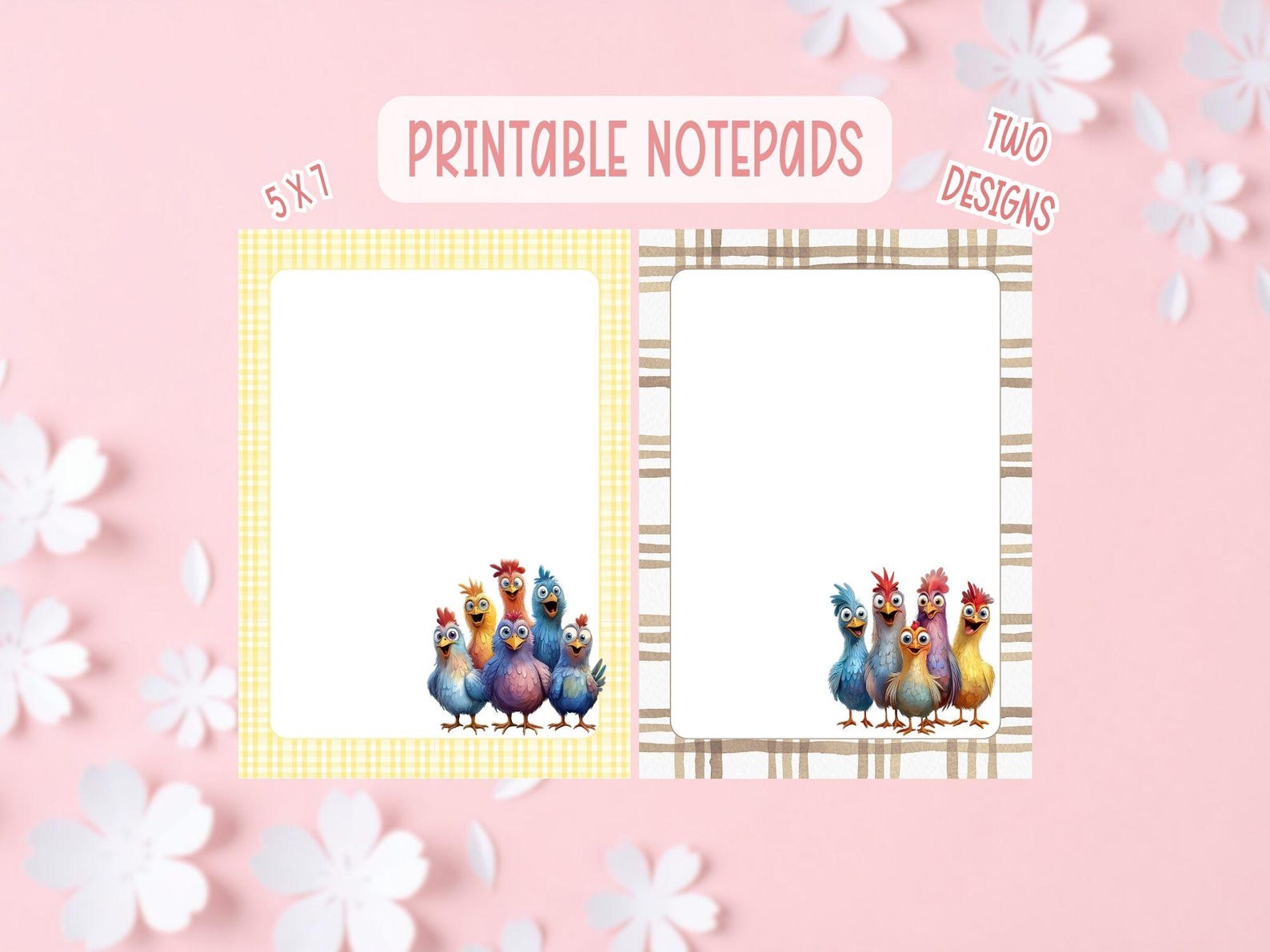 Chicken Notepad Bundle Printable | Printable Chicken Stationery ...