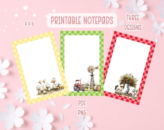 Farm Life Printable Bundle | Cute Farm Printable Stationery | Ducks Printable Notepads