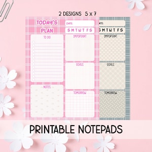 Planificador diario imprimible / Bloc de notas imprimible / Descargar planificador