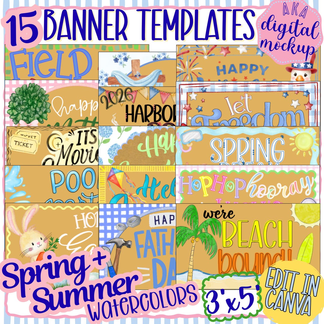 15 Editable Banner Templates - SPRING +SUMMER - Banner Mockups for ...