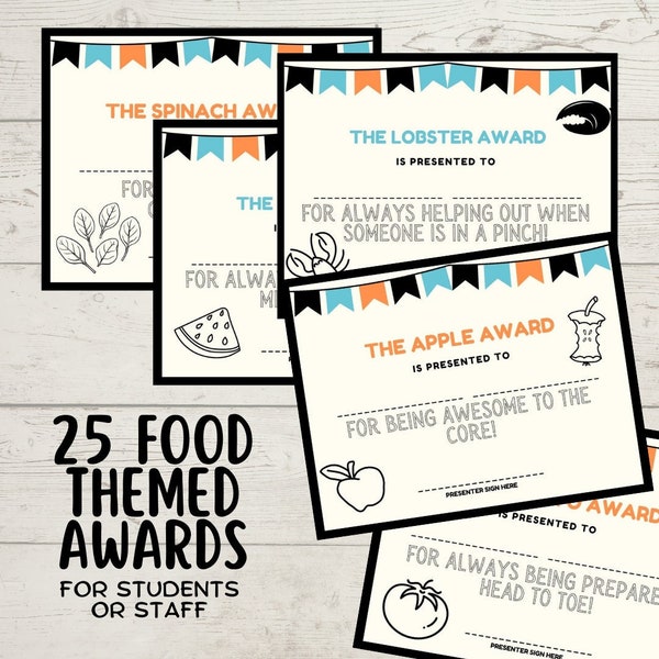 End of Year Food Award Etsy