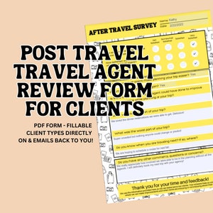 Reisebüro-Kundenbewertungs-Post-Reiseformular - Ausfüllbares PDF Digitaler Download - Trip Advisor Feedback - Nach Reiseumfrage