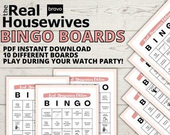 Bravo RH Bingo Boards - Real Housewives Watch Party Games - Girl's Night Games - Bravo Watch Party - Bachelorette Party - Housewife Birthday