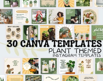 30 Nature Instagram Canva Templates - Boho Lifestyle Content - Editable Social Media Post - Natural Tones Aesthetic Feed -  Engagement Posts