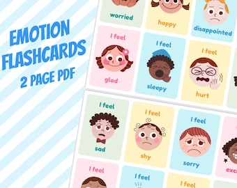 Emotions & Feelings Learning Flashcards - Classroom Tools for Emotional Regulation - Learning Feelings in Speech Therapy OT ABA