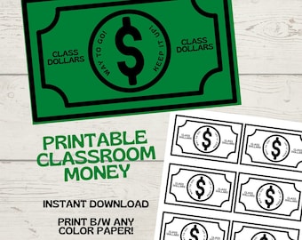 Classroom Money PDF Printable - Easy Classroom Rewards - Fake Money - School Behavior Incentives - Teacher Resources Instant Download