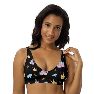 Castle Bikini Top - Women&#39;s Princess Swimsuit Separates - Tiara & High-heel Print Bikini Top - Magical Bathing Suit - Match Mom Disney Swim