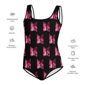 Pink Galaxy BTS Swimsuit K-pop Bathing Suit for Girls Sizes 8-20 ...