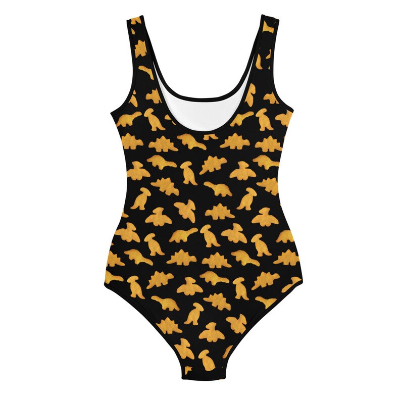 Dino Chicken Nuggie Swimsuit Youth Girls Swimming Suit Dino Chicken Nuggets Bathing Suit Dino Birthday Tween Modest Swim image 2