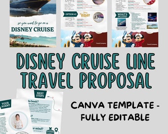Trip Planner Canva Template - Travel Agent Business Proposal Digital Download - Cruise Vacation Itinerary - Theme Park Travel Agent Form