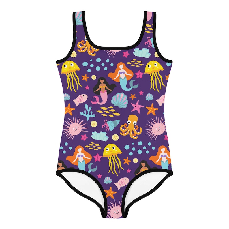 Mermaid Swimsuit for Girls 2t-7 Purple Ocean Swimming Suit - Etsy